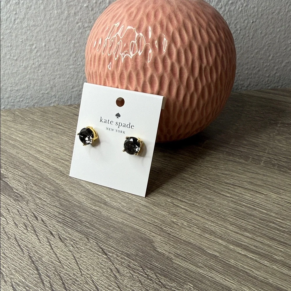 Kate Spade Black and Gold Stud Earrings - Picture 2 of 6